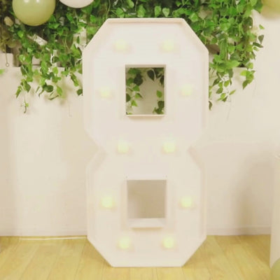 4ft White Large Marquee Light Up Letter 8 Mosaic Balloon Frame Pre-Cut Foam Board 10 Warm White