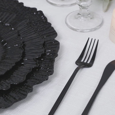 20-Pack 10" Plastic Dinner Plates – Black Reef Design Party Plates – Elegant Disposable Tableware