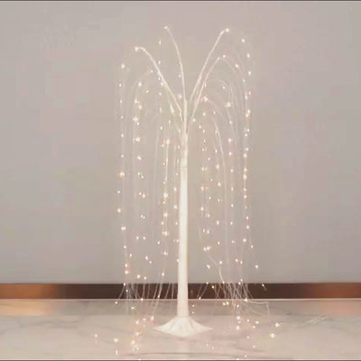 4ft white LED weeping willow tree light with warm white LEDs.