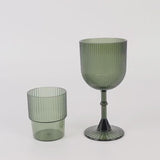 12 Pack Hunter Emerald Green Ribbed Reusable Plastic Wine Goblets