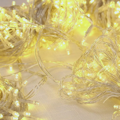 LED Curtain Fairy Lights 10ft x 50ft – Warm White 1500 LED Plug-In String Lights,