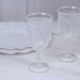 24-Pack Clear Plastic Wine Glasses 10oz – Vintage Goblets with Retro Embossed Design, Elegant