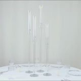 Clear crystal glass hurricane candle holders set of 4, decorative tall stands.
