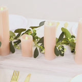 Set of 6 LED Flameless Luminaria Candles Drip Wax Blush - Battery Operated Pillar Lighting