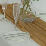 Gold Sparkling Glitter Gauze Table Runner, Reusable Wrinkle Free Sheer Table Runner - 27"x120"