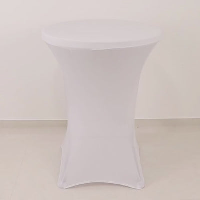 White Highboy Spandex Cocktail Table Cover, Fitted Stretch Tablecloth