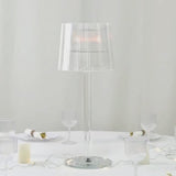 Clear crystal candle lamp with ribbed shade for tealight and taper candles.