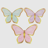 12 Pcs Pastel Color 3D Butterfly Party Decorations with Metallic Gold Foil Accents, Cardstock Paper Butterfly Table Centerpieces - 10",12"