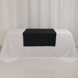 Black Premium Scuba Polyester Wide Table Runner, Wrinkle Free Trade Show Table Runner