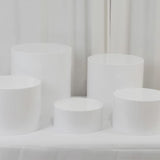 Set of 5 White Acrylic Cake Stands, Round Display Pedestal Riser With Hollow Bottom