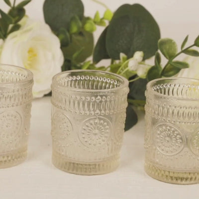 6 Pack Clear Glass Primrose Candle Holders, Votive Tealight Holders