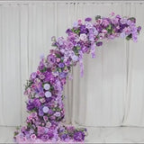 Lavender lilac floral backdrop for a wedding arch with roses and hydrangeas.