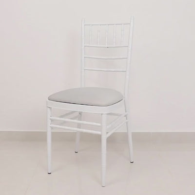 5 Pack Silver Stretch Chiavari Chair Cushion Covers, Spandex Fitted Dining Chair Seat Pad