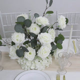 4-Pack White Artificial Flower Arrangements – 20inch Roses, Hydrangeas & Eucalyptus