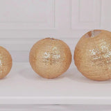 Set of 3 Glitter Gold Sequin Fabric Hanging Lanterns, Decorative Round Foldable Chinese Lantern Lampshades - 8",10",12"