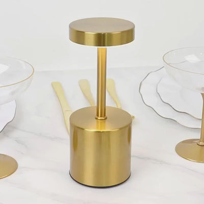 Cordless LED Table Lamp – 8inch Gold Metal, Touch-Control, USB Rechargeable