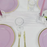 10 Pack Lavender Lilac Economy Plastic Charger Plates With Gold Rim