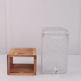 2 Gallon Clear Hammered Glass Drink Dispenser with Wooden Stand