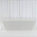 Pearl white rectangular tablecloth with rhinestone accents, wrinkle-free and stain-resistant.