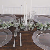 10-Pack Economy Round Plastic Charger Plates 13" in Clear Beaded Rim, Stylish Dinner Party Serving Plates