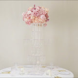 5-Tier Clear Acrylic Chandelier Flower Stand with Hanging Crystals – 39inch Tall Table Centerpiece