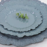 20-Pack 7inch Plastic Dessert Plates – Dusty Blue Reef Design Appetizer Salad Party Plates