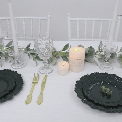 20-Pack 7inch Plastic Dessert Plates – Hunter Emerald Green Reef Design