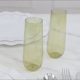 12 Pack Plastic Champagne Glasses in Transparent Dusty Sage Green