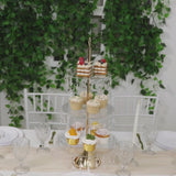 3-Tier Gold Cupcake Stand – 2ft Acrylic and Metal Dessert Display Tower with Hanging Crystals