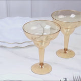 20-Pack Plastic Margarita Glasses Amber Gold - Sturdy Disposable Glasses for Pina Coladas 10oz