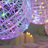 White LED lighted decorative sphere balls with multicolor lights.