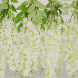 6 Pack Cream Silk Wisteria Vines Hanging Plants, Long Artificial Flowers Bushes