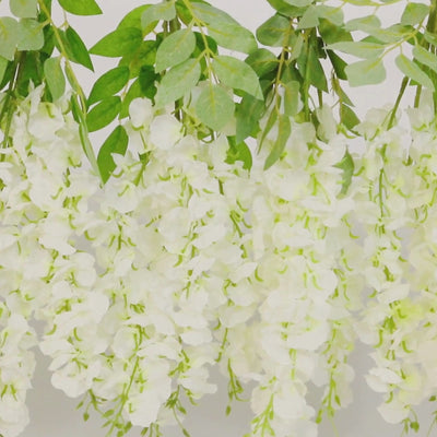 6 Pack Cream Silk Wisteria Vines Hanging Plants, Long Artificial Flowers Bushes