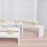 Set of 4 Whitewash Wooden Cupcake Pedestal Stands in Rectangular Bench Style