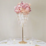 38inch Crystal Pendant 4-Tier Table Centerpiece Chandelier Gold Metal Vase Stand Round Frame