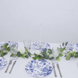 10-Pack French Toile Plastic Salad Plates – Blue & White Floral, 7" Round Disposable Dessert Plates