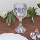 6 Pack Prism Cut Crystal Wine Glass Goblets – Iridescent Clear 10oz Stemware Set