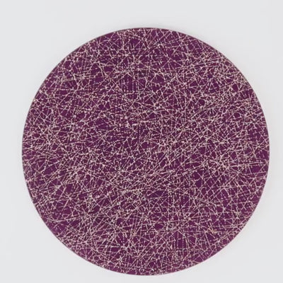 6 Pack Purple Glitter Acrylic Charger Plates with Gold Abstract Lines Pattern