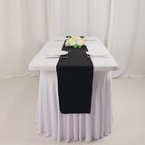 Black Premium Scuba Polyester Table Runner, Wrinkle Free Table Linen