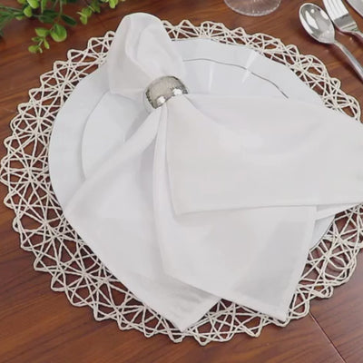 6 Pack White Woven Fiber Disposable Placemats, Round Table Mats 15inch