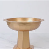 Gold Roman footed compote vase, 10"x7", perfect for centerpieces and floral displays.