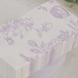 50 Pack Lavender 2-Ply Paper Beverage Napkins in Matte Pink and White French Toile 