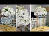 2 Pack 24" Rectangular Gold Metal Wedding Flower Stand, Geometric Column Frame Centerpiece