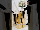 Gold cocktail table set, pre-assembled for elegant events and gatherings.