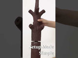 Tree branch-style setup tool for easy assembly.