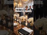 Elegant table setting with matching runners and napkins for special events.