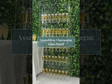 5ft Gold Mirror Finish 5-Tier 40 Champagne Glass Holder Wall Stand, Foam Board Wine Glass Standing Rack