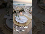 13" Acrylic Charger on a beautifully set table by the beach at sunset.