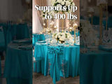 Elegant turquoise table setup with a floral centerpiece, supports up to 400 lbs.
