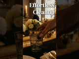 Effortless cleanup with elegant glassware at a beautifully set table.